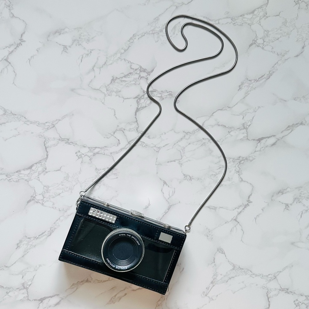 Black Camera-Shaped Crossbody Bag
